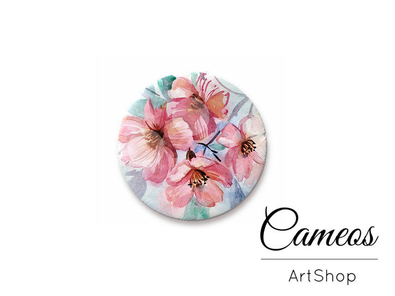 Round handmade glass cabochons 8mm up to 25mm, Flowers- L271 - Cameos Art Shop