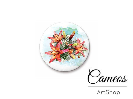 Round handmade glass cabochons 8mm up to 25mm, Flowers- L272 - Cameos Art Shop