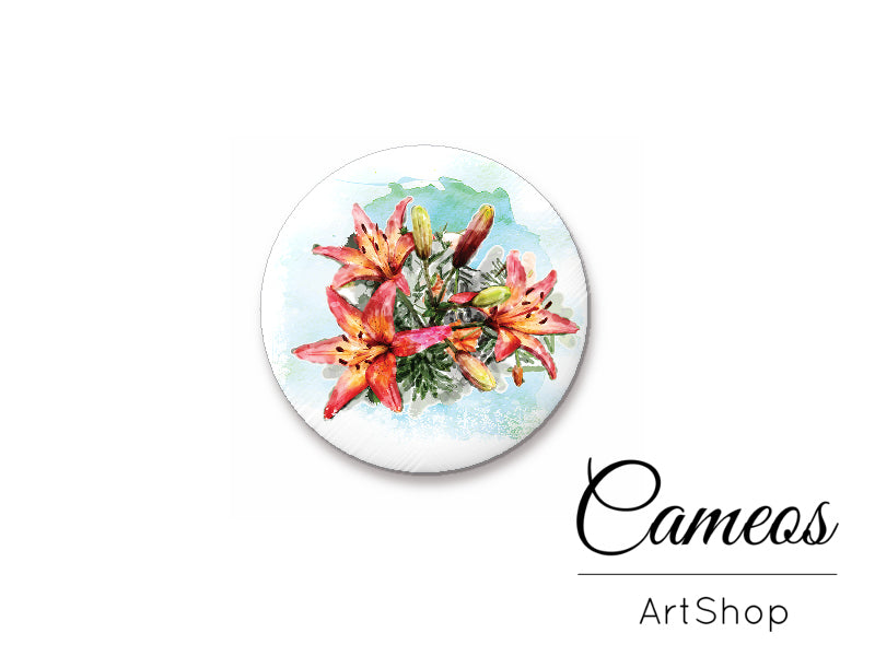 Round handmade glass cabochons 8mm up to 25mm, Flowers- L272 - Cameos Art Shop
