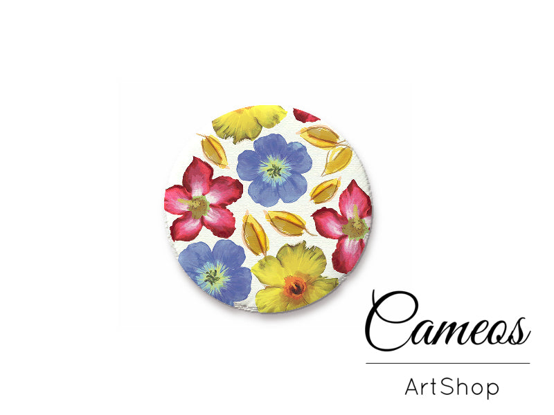 Round handmade glass cabochons 8mm up to 25mm, Flowers- L273 - Cameos Art Shop