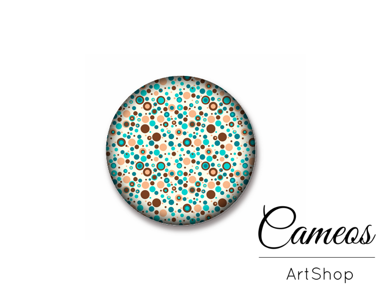 Round handmade glass cabochons 8mm up to 25mm, Retro Motive- L28 - Cameos Art Shop