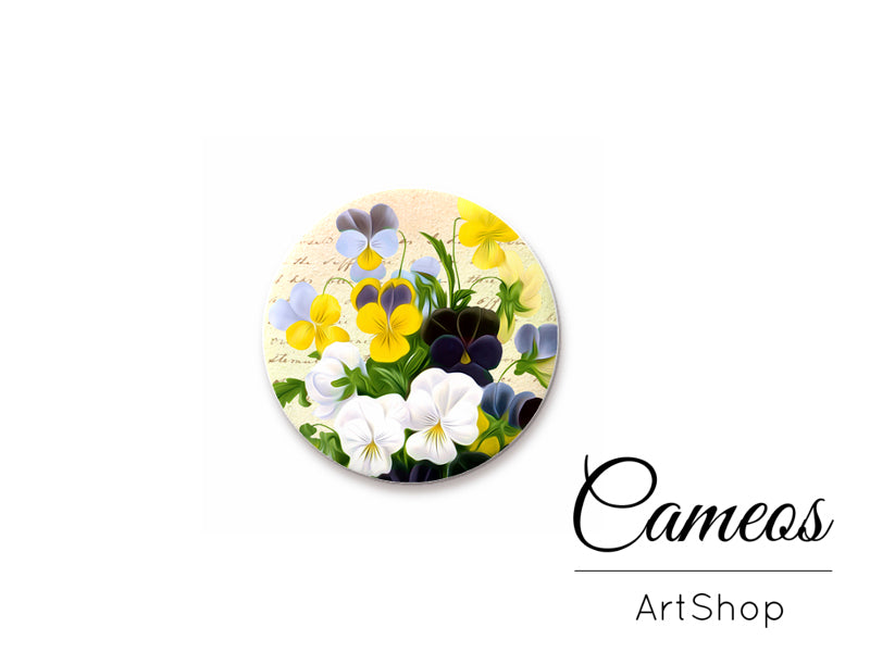 Round handmade glass cabochons 8mm up to 25mm, Floral- L288 - Cameos Art Shop