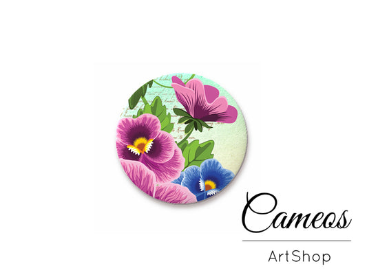 Round handmade glass cabochons 8mm up to 25mm, Floral- L289 - Cameos Art Shop