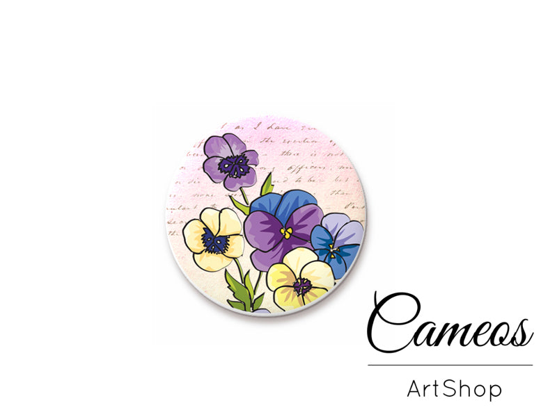 Round handmade glass cabochons 8mm up to 25mm, Floral- L290 - Cameos Art Shop