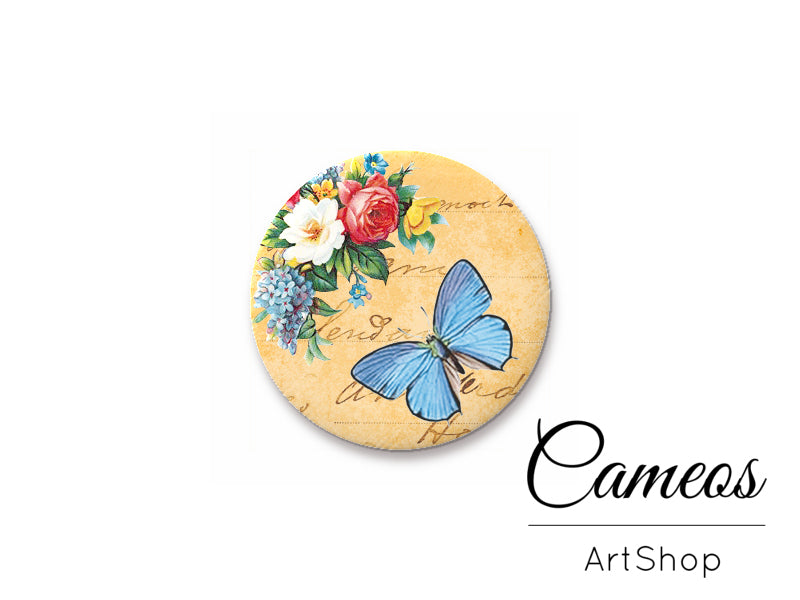 Round handmade glass cabochons 8mm up to 25mm, Floral- L298 - Cameos Art Shop