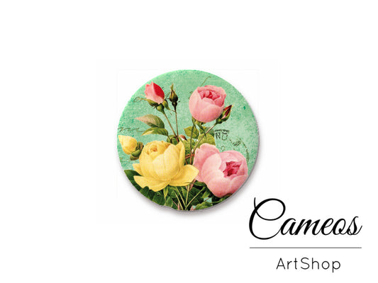 Round handmade glass cabochons 8mm up to 25mm, Floral- L299 - Cameos Art Shop