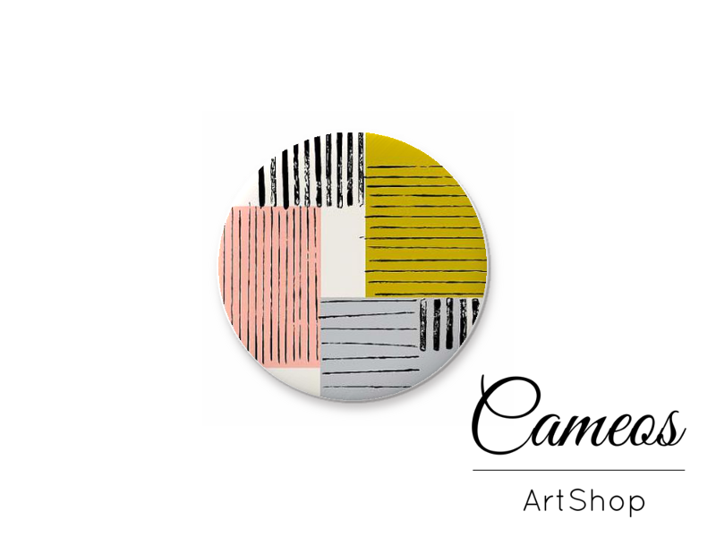 Round handmade glass cabochons 8mm up to 25mm , Abstract Motive- L2 - Cameos Art Shop