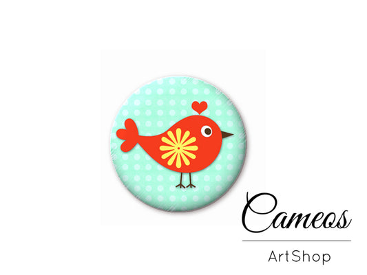 Round handmade glass cabochons 8mm up to 25mm, Birds- L306 - Cameos Art Shop