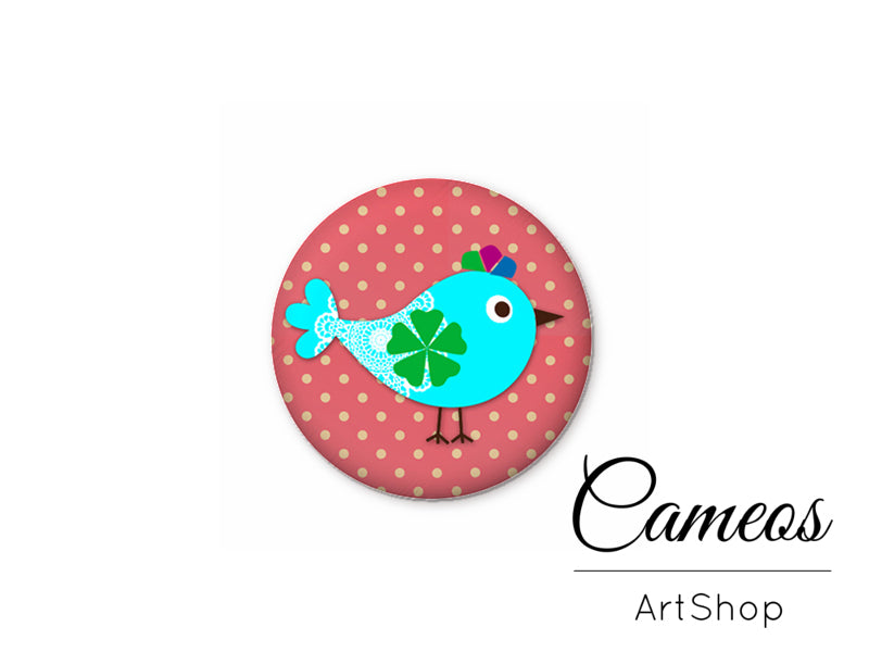 Round handmade glass cabochons 8mm up to 25mm, Birds- L309 - Cameos Art Shop