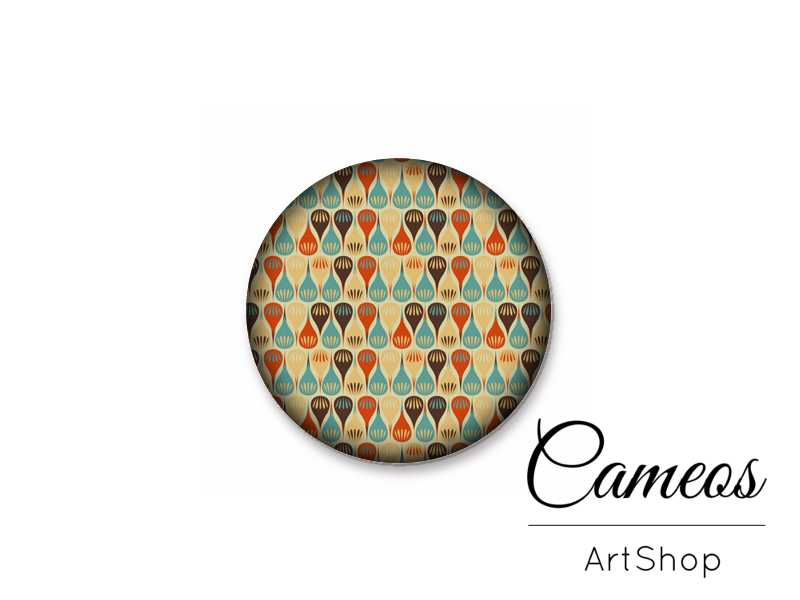 Round handmade glass cabochons 8mm up to 25mm, Retro Motive- L31 - Cameos Art Shop