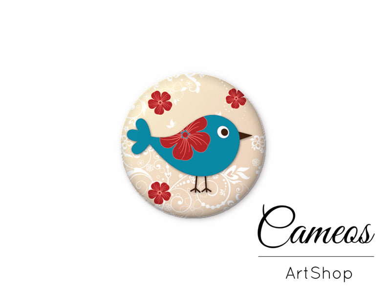 Round handmade glass cabochons 8mm up to 25mm, Birds- L311 - Cameos Art Shop