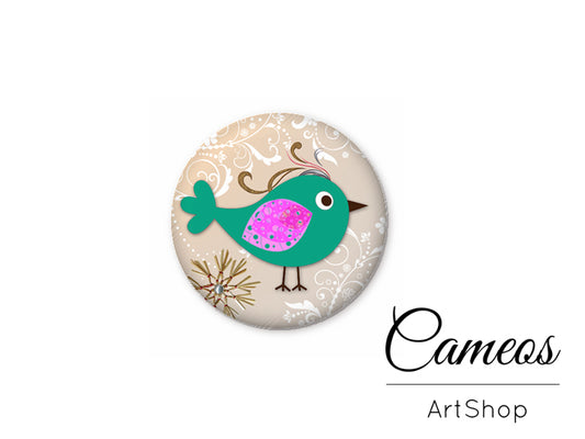 Round handmade glass cabochons 8mm up to 25mm, Birds- L314 - Cameos Art Shop