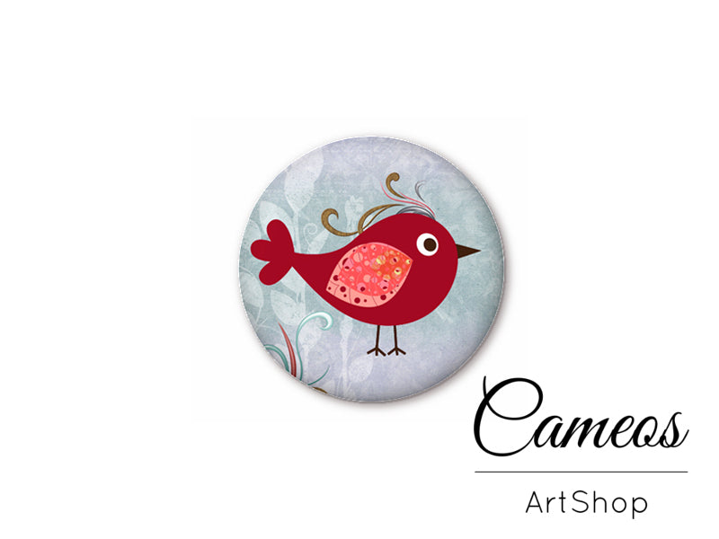 Round handmade glass cabochons 8mm up to 25mm, Birds- L315 - Cameos Art Shop