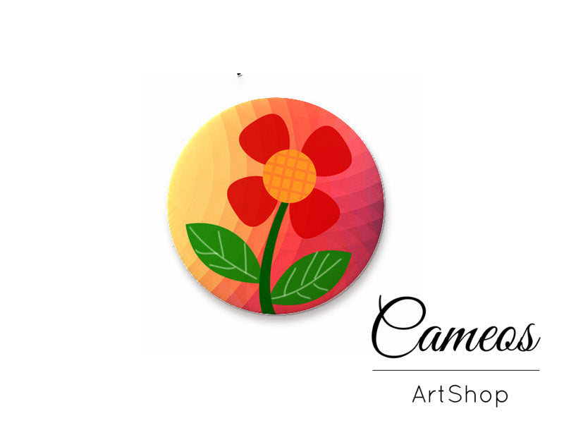Round handmade glass cabochons 8mm up to 25mm, Flowers- L316 - Cameos Art Shop