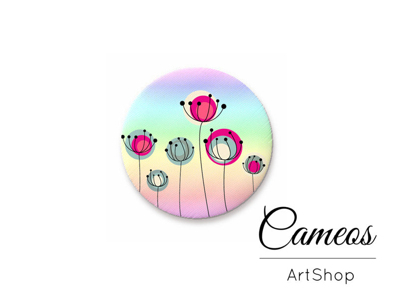 Round handmade glass cabochons 8mm up to 25mm, Flowers- L319 - Cameos Art Shop
