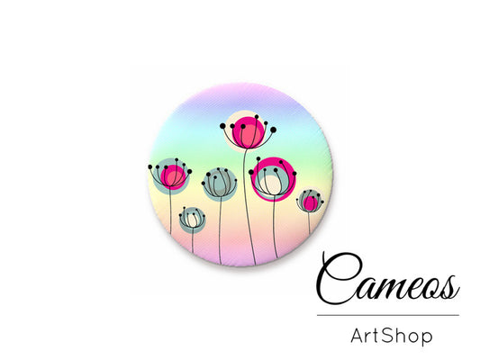 Round handmade glass cabochons 8mm up to 25mm, Flowers- L319 - Cameos Art Shop