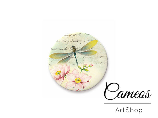 Round handmade glass cabochons 8mm up to 25mm, Dragonfly- L329 - Cameos Art Shop