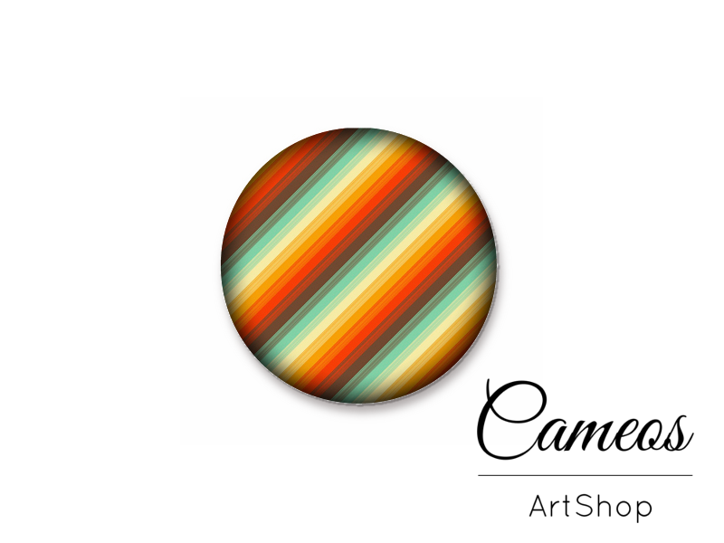 Round handmade glass cabochons 8mm up to 25mm, Retro Motive- L33 - Cameos Art Shop