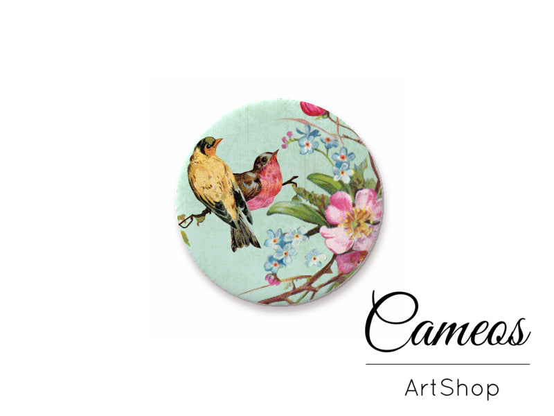 Round handmade glass cabochons 8mm up to 25mm, Birds Motiv- L341 - Cameos Art Shop
