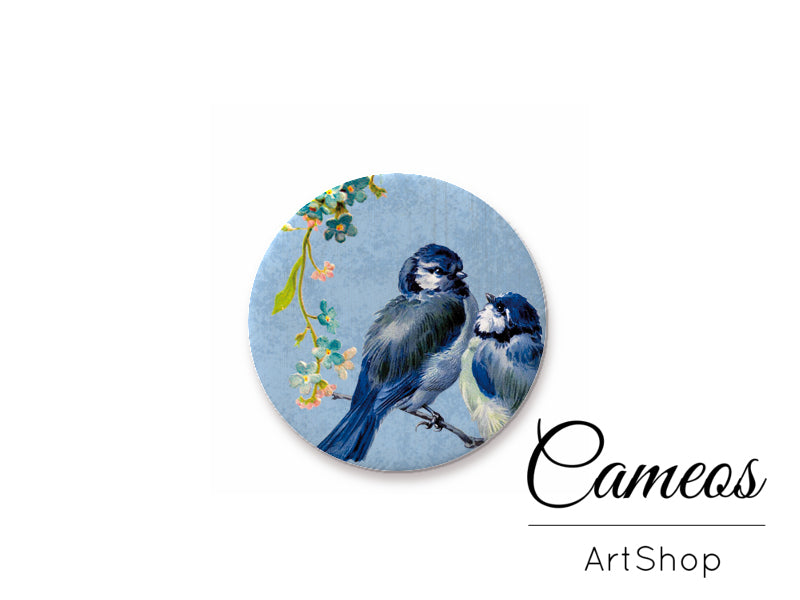 Round handmade glass cabochons 8mm up to 25mm, Birds Motiv- L344 - Cameos Art Shop