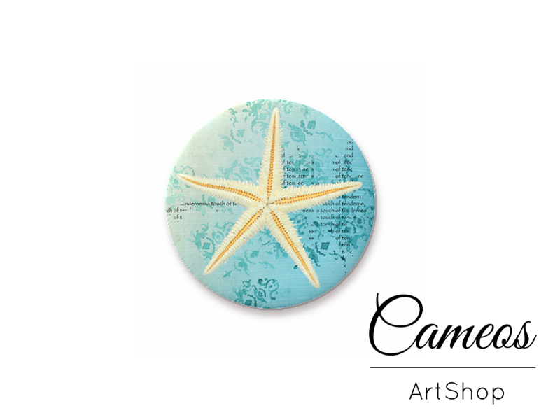 Round handmade glass dome cabochons 8mm up to 25mm, Sea Motiv- L351 - Cameos Art Shop