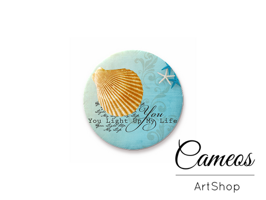 Round handmade glass dome cabochons 8mm up to 25mm, Sea Motiv- L355 - Cameos Art Shop