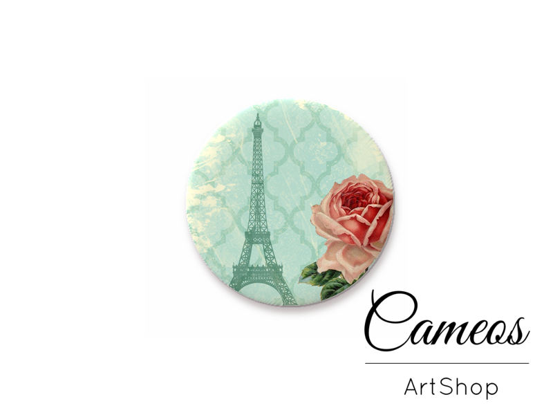 Round handmade glass dome cabochons 8mm up to 25mm, Eiffel tower- L361 - Cameos Art Shop