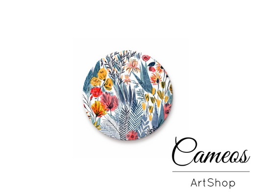 Round handmade glass dome cabochons 8mm up to 25mm, Floral- L367 - Cameos Art Shop