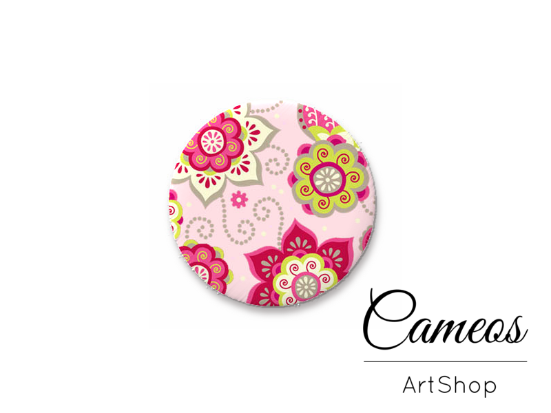 Round handmade glass dome cabochons 8mm up to 25mm, Floral- L377 - Cameos Art Shop