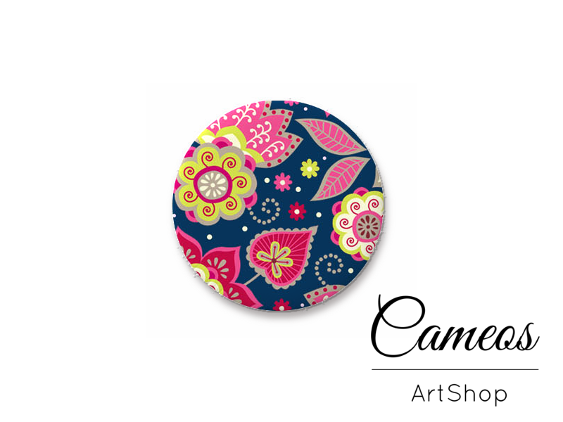 Round handmade glass dome cabochons 8mm up to 25mm, Floral- L378 - Cameos Art Shop