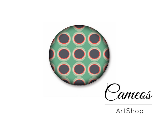Round handmade glass cabochons 8mm up to 25mm, Retro Motive- L38 - Cameos Art Shop