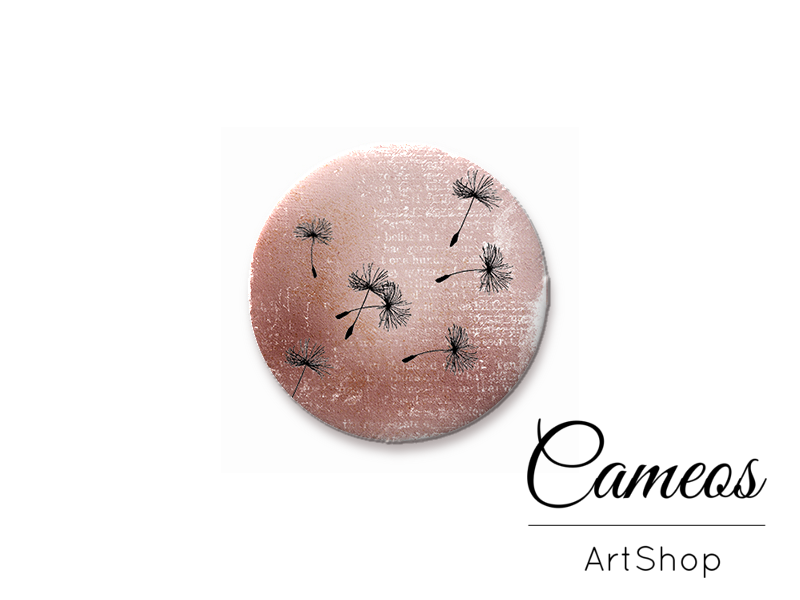 Round handmade glass dome cabochons 8mm up to 25mm, Dandelions- L399 - Cameos Art Shop