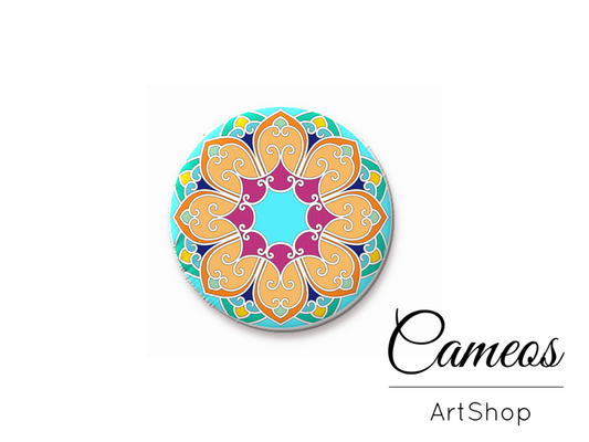 Round handmade glass dome cabochons 8mm up to 25mm, Mandala- L408 - Cameos Art Shop