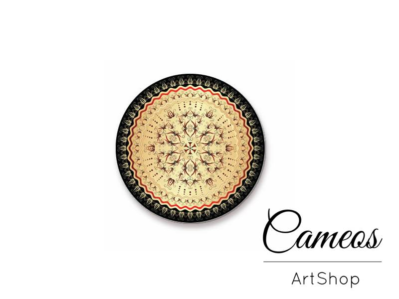 Round handmade glass dome cabochons 8mm up to 25mm, Mandala- L409 - Cameos Art Shop