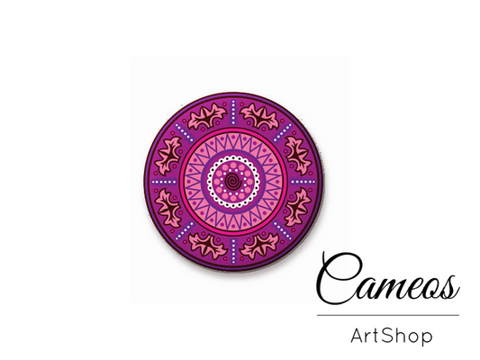 Round handmade glass dome cabochons 8mm up to 25mm, Mandala- L410 - Cameos Art Shop
