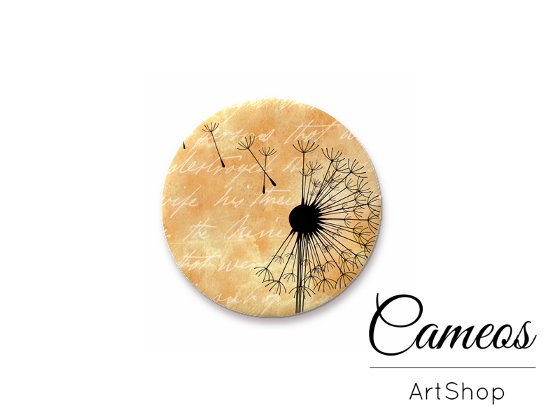 Round handmade glass dome cabochons 8mm up to 25mm, Dandelions- L413 - Cameos Art Shop