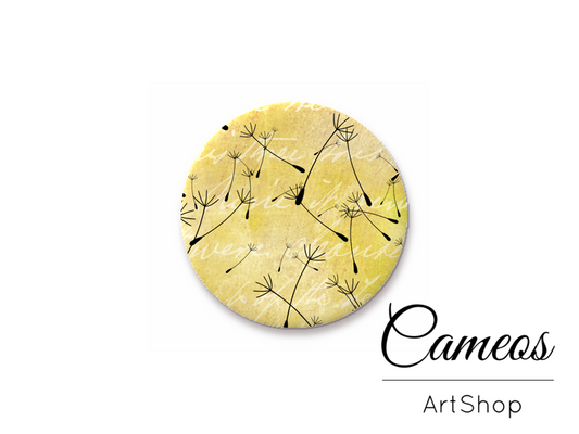 Round handmade glass dome cabochons 8mm up to 25mm, Dandelion- L415 - Cameos Art Shop