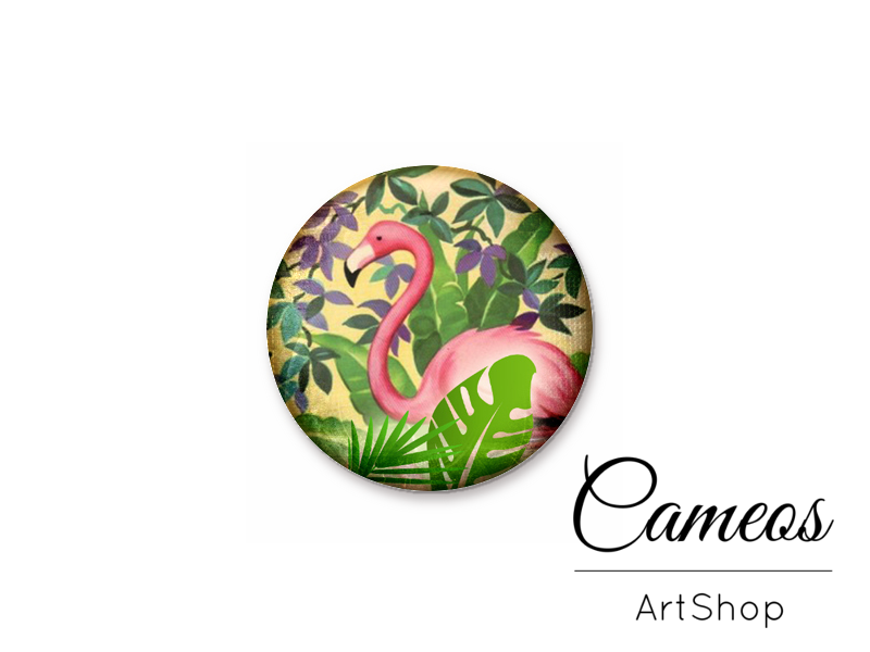 Round handmade glass dome cabochons 8mm up to 25mm, Flamingo- L416 - Cameos Art Shop