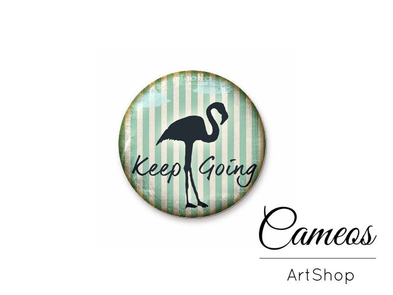 Round handmade glass dome cabochons 8mm up to 25mm, Flamingo- L417 - Cameos Art Shop