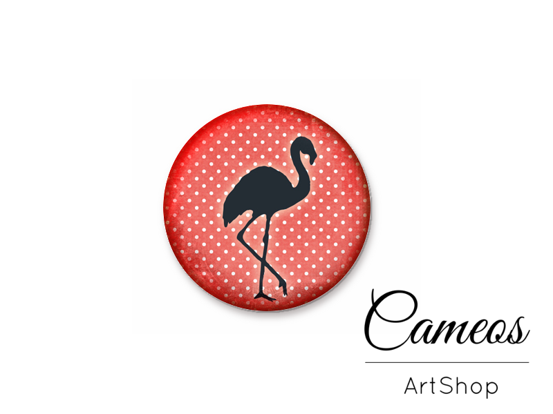 Round handmade glass dome cabochons 8mm up to 25mm, Flamingo- L418 - Cameos Art Shop