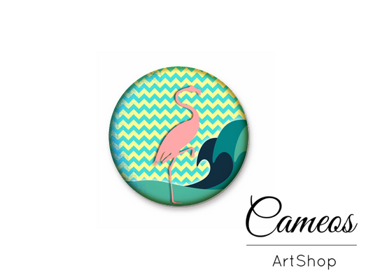 Round handmade glass dome cabochons 8mm up to 25mm, Flamingo- L419 - Cameos Art Shop