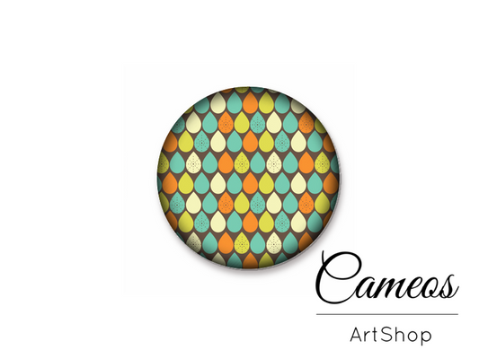 Round handmade glass cabochons 8mm up to 25mm, Retro Motive- L42 - Cameos Art Shop