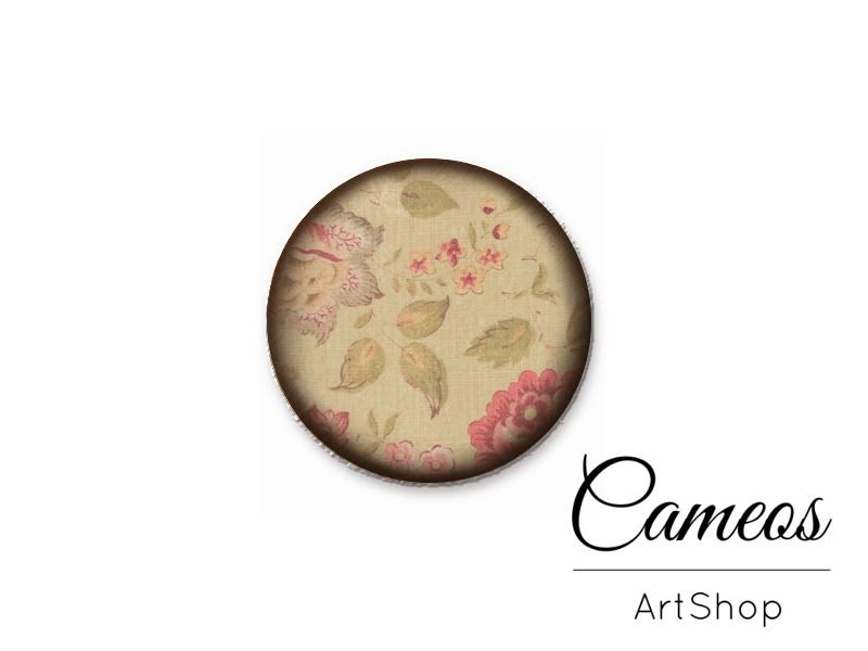 Round handmade glass dome cabochons 8mm up to 25mm, Flower- L421 - Cameos Art Shop