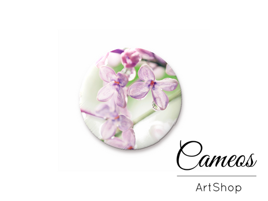Round handmade glass cabochons 8mm up to 25mm, Floral Motive- L45 - Cameos Art Shop