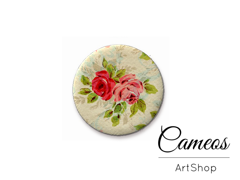 Round handmade glass dome cabochons 8mm up to 25mm, Floral- L461 - Cameos Art Shop