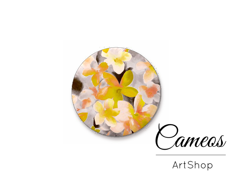 Round handmade glass dome cabochons 8mm up to 25mm, Flowers- L464 - Cameos Art Shop