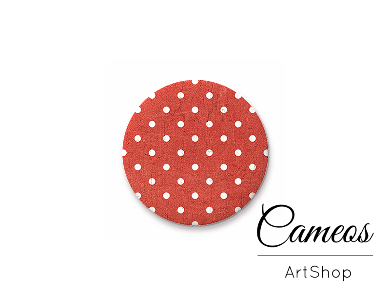 Round handmade glass dome cabochons 8mm up to 25mm, Dots- L467 - Cameos Art Shop