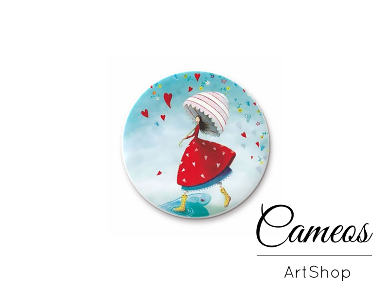 Round handmade glass dome cabochons 8mm up to 25mm, Cute Girls- L578 - Cameos Art Shop