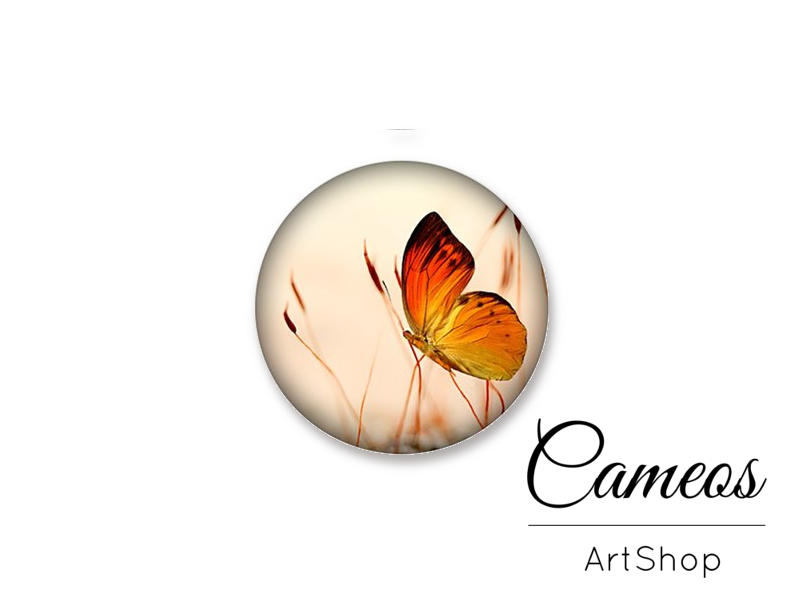 Round handmade glass dome cabochons 8mm up to 25mm, Butterfly- L486 - Cameos Art Shop