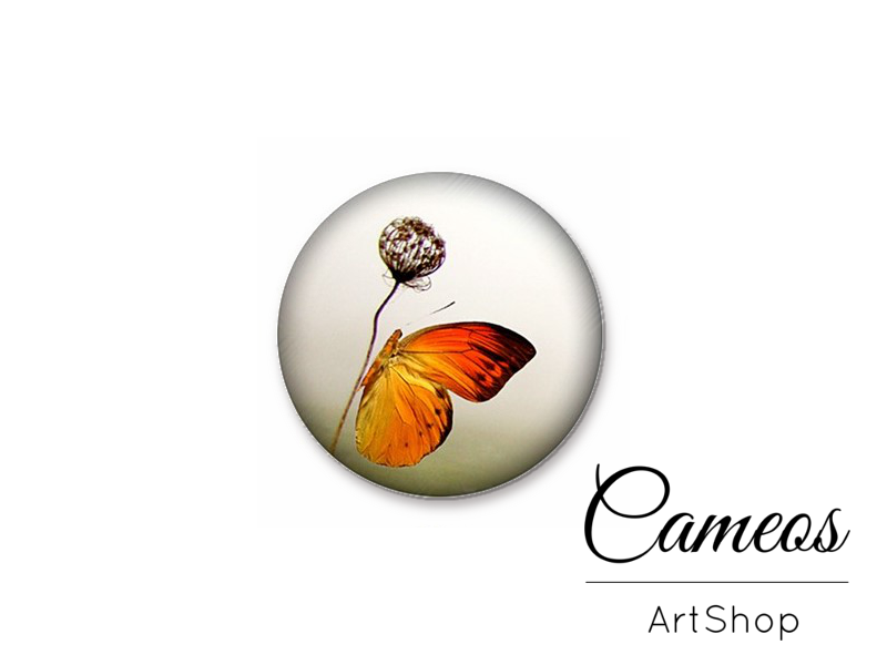 Round handmade glass dome cabochons 8mm up to 25mm, Butterfly- L488 - Cameos Art Shop